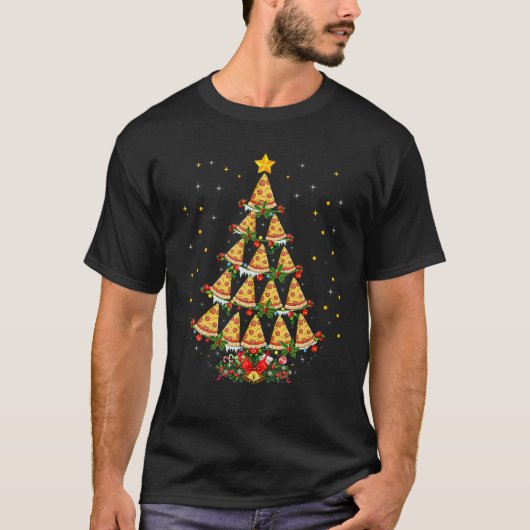 ピザディッシュラバークリスマスサンタハットピザクリスマスTR Tシャツ (正面)