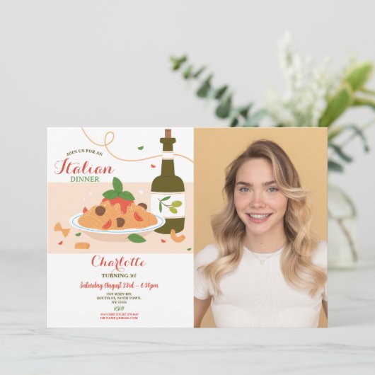 ピザディナイタリアンー誕生日パーティーの写真 招待状 (スタンド正面)