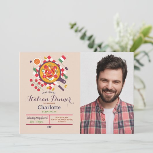 ピザディナイタリアンー誕生日パーティーランチ写真 招待状 (スタンド正面)