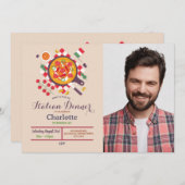 ピザディナイタリアンー誕生日パーティーランチ写真 招待状 (正面/裏面)