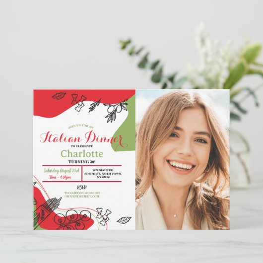 ピザディナイタリアンー誕生日パーティーランチ写真 招待状 (スタンド正面)