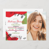 ピザディナイタリアンー誕生日パーティーランチ写真 招待状 (正面/裏面)