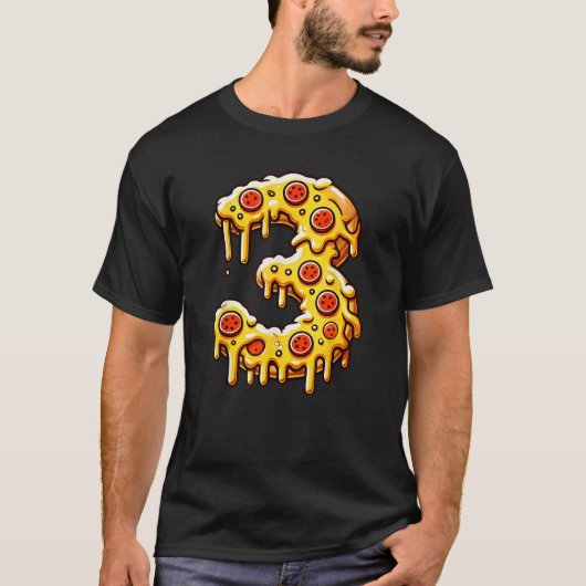 ピザデイパーティー3rd 3歳誕生日ボーイズギル tシャツ (正面)