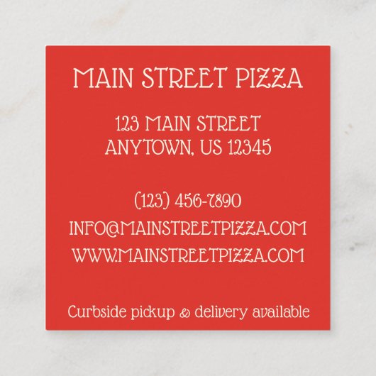 ピザトッピングフードレイタリアンストランドピザ屋 スクエア名刺 (裏面)