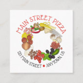 ピザトッピングフードレイタリアンストランドピザ屋 スクエア名刺 (正面)