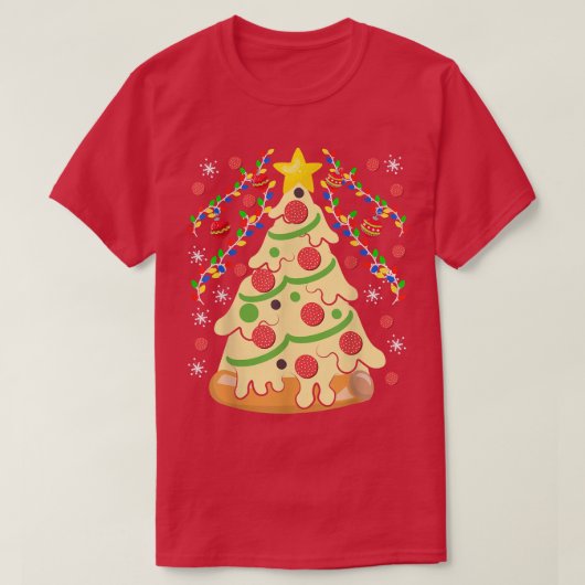 ピザトリー醜いクリスマスセーター Tシャツ (デザイン正面)