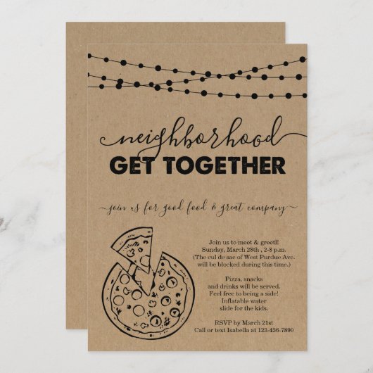 ピザネイバーグギャザー招待状 招待状 (正面/裏面)