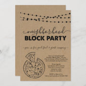 ピザネイバーグブロックパーティの招待状 招待状 (正面/裏面)