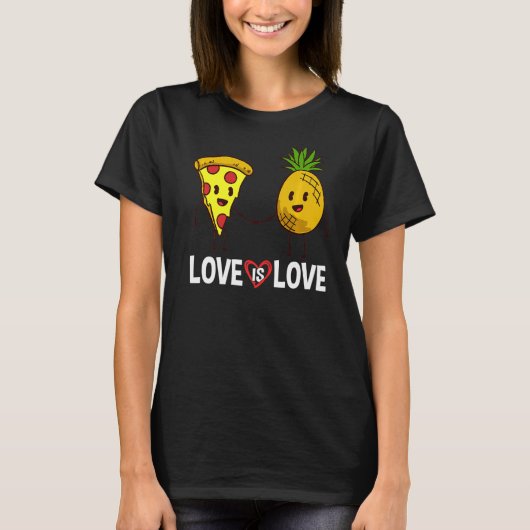 ピザハワイアンパイナップルハおもしろいワイ引用文 Tシャツ (正面)