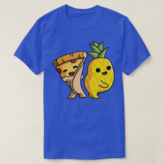 ピザハワイ夫婦踊りパイナップルとピザL Tシャツ (デザイン正面)