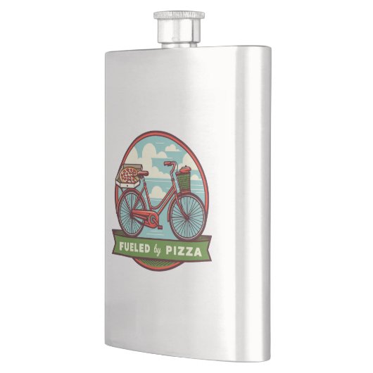 ピザバイクで燃料を補給する フラスク (左)