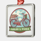 ピザバイクで燃料を補給する メタルオーナメント (左)