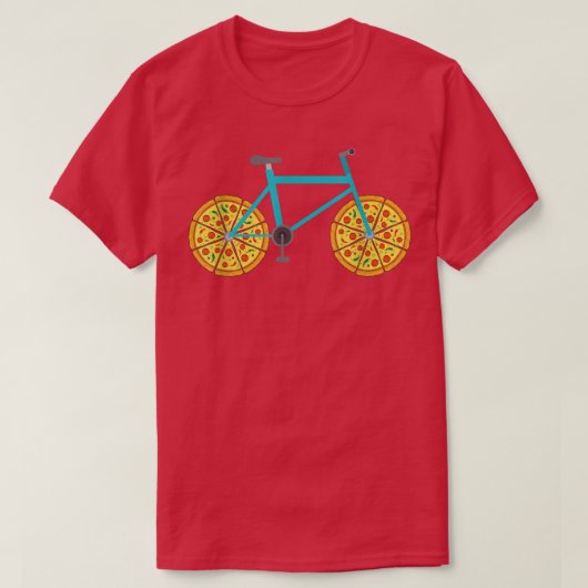 ピザバイクホイールおもしろいサイクリングフードTシャツ Tシャツ (デザイン正面)
