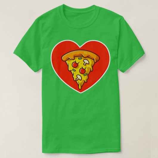 ピザバレンタインデーハートトマおもしろいト Tシャツ (デザイン正面)