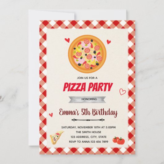 ピザバレンタインパーティの招待状 招待状 (正面)