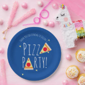 ピザバースデーはっきりしたタパーティーレストランブルー ペーパープレート (パーティー)