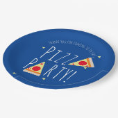 ピザバースデーはっきりしたタパーティーレストランブルー ペーパープレート (アングル)