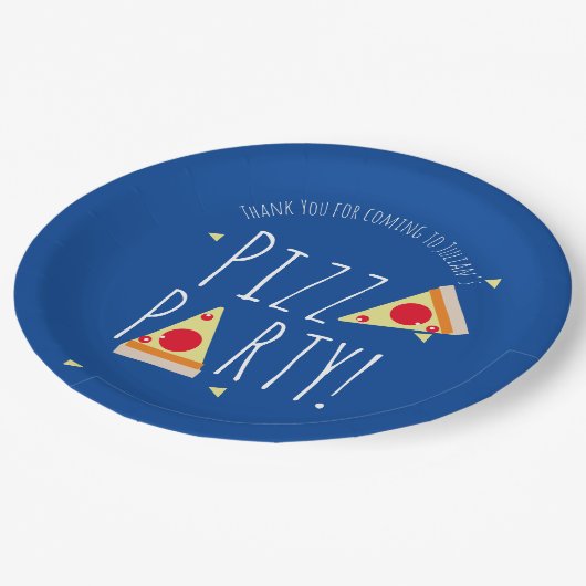 ピザバースデーはっきりしたタパーティーレストランブルー ペーパープレート (アングル)