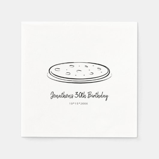 ピザバースデーパーティナプキン スタンダードカクテルナプキン (正面)