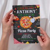 ピザバースデーパーティー編集可能招待状 招待状