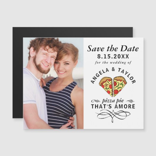 ピザパイアモーレフォトウェディング日付磁石を保存 (正面/裏面)