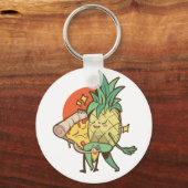ピザパイナップルおもしろいタンゴカップル男の子10代の女 キーホルダー (正面)