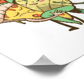 ピザパイナップルおもしろいタンゴカップル男の子10代の女 ポスター (角)