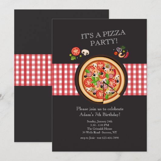 ピザパイ招待状 招待状 (正面/裏面)