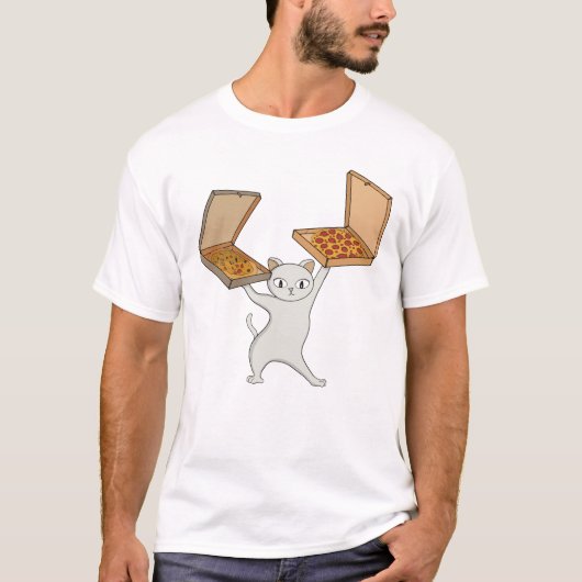 ピザパウズ キャット ジャグリングパイ Tシャツ (正面)