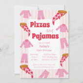 ピザパジャマパーティーガールズ誕生日 招待状 (正面)