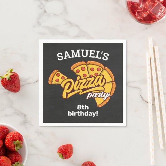 ピザパパーソナライズされたレス誕生日パーティー、任意の年齢 スタンダードカクテルナプキン (インサイチュ)