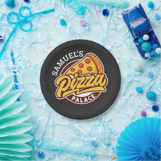 ピザパパーソナライズされたレス誕生日パーティー、任意の年齢 ペーパープレート (パーティー)