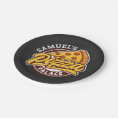 ピザパパーソナライズされたレス誕生日パーティー、任意の年齢 ペーパープレート (アングル)