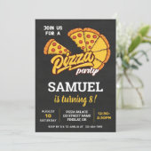 ピザパパーソナライズされたレス誕生日パーティー、任意の年齢 招待状 (スタンド正面)