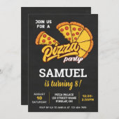 ピザパパーソナライズされたレス誕生日パーティー、任意の年齢 招待状 (正面/裏面)