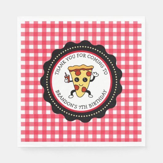 ピザパーソナライズされたパーティー誕生日紙 スタンダードランチョンナプキン (正面)