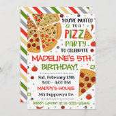 ピザパーティの招待状ピザ誕生日ピザパーティー 招待状 (正面/裏面)