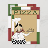 ピザパーティの招待状 インビテーションポストカード (正面/裏面)