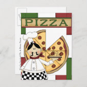ピザパーティの招待状 インビテーションポストカード (正面/裏面)