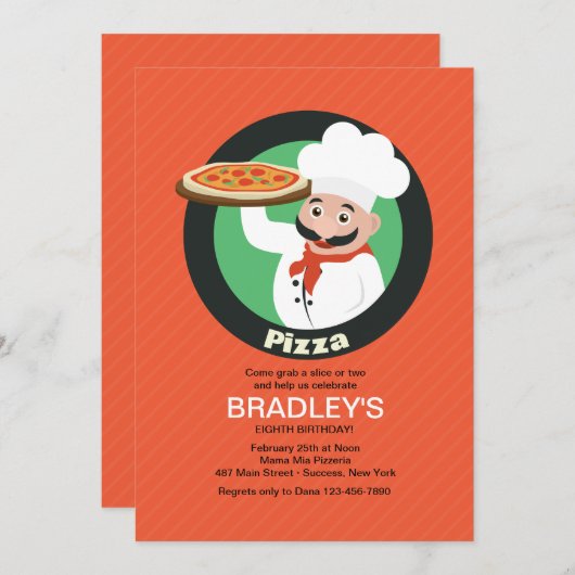 ピザパーティの招待状 招待状 (正面/裏面)