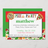 ピザパーティの招待状 招待状 (正面/裏面)
