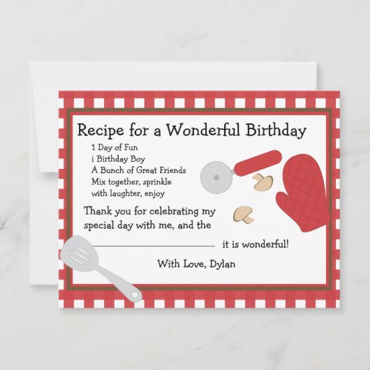 ピザパーティーありがとうご注意 サンキューカード (正面)