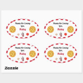 ピザパーティーありがとうステッカー 楕円形シール (シート)