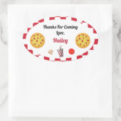 ピザパーティーありがとうステッカー 楕円形シール (バッグ)