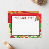 ピザパーティーのサンキューカード ノートカード (正面/裏面インサイチュ)