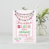 ピザパーティーの女の子の1歳の誕生日 招待状 (スタンド正面)