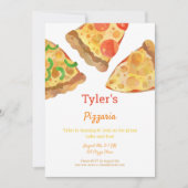 ピザパーティーの水彩画の誕生日招待状 招待状 (正面)