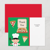 ピザパーティーの誕生日のサンキューカード サンキューカード (正面/裏面)