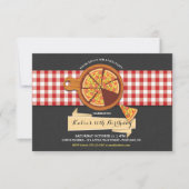 ピザパーティーの誕生日招待状 招待状 (正面)