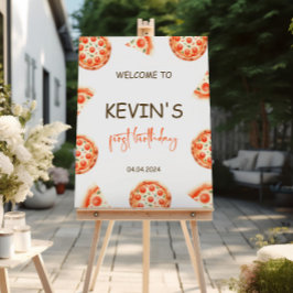 ピザパーティーウェルカムサインピザ誕生日ウェルカム ポスター